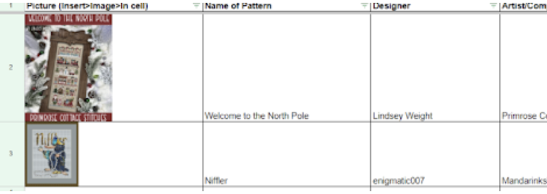 Cross Stitch Pattern Stash Tracker