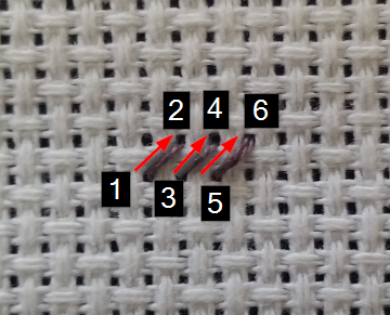 Row of half stitches going one direction