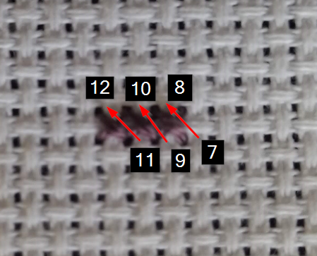 Row crossed back the other way to complete the X's