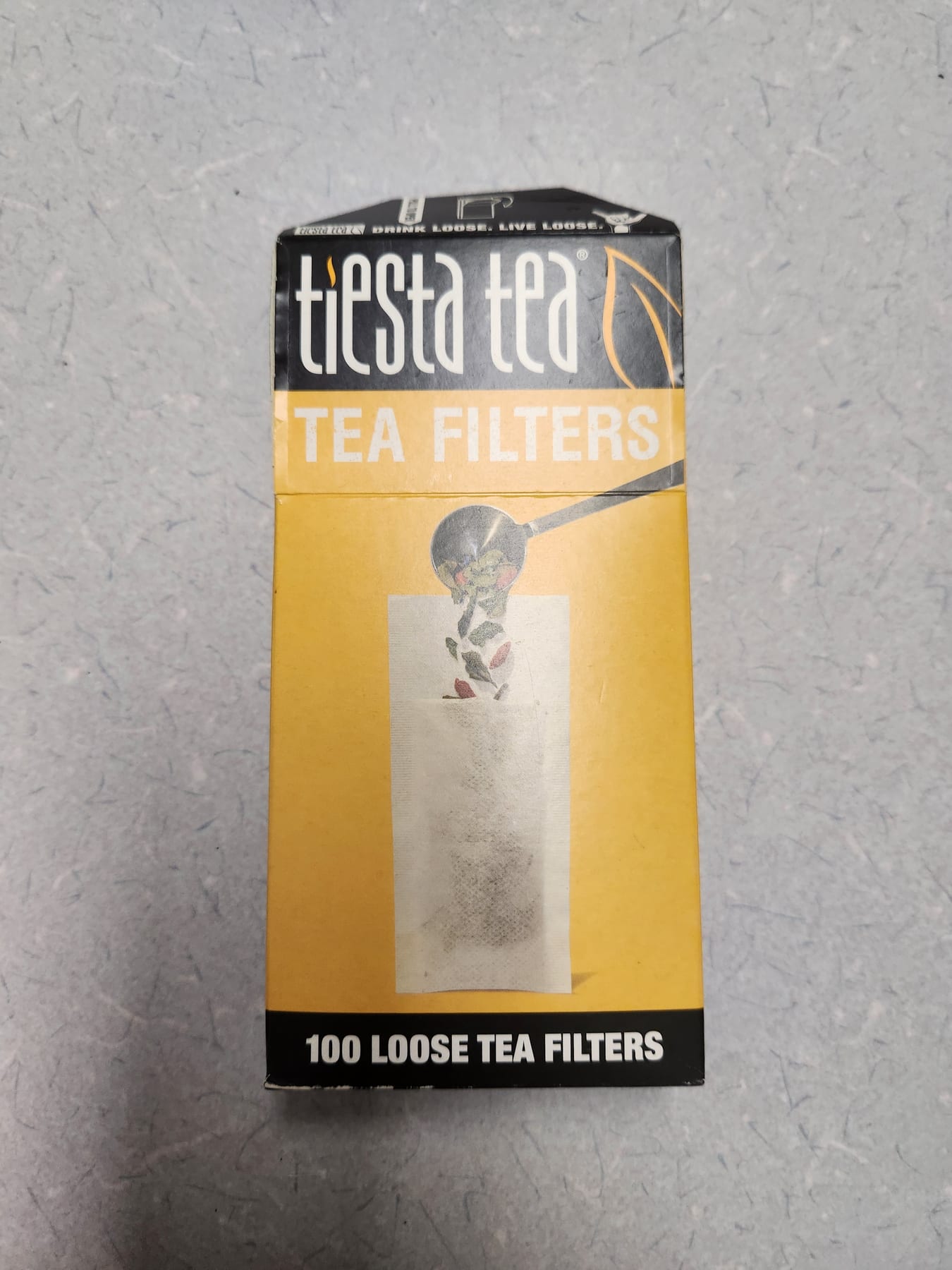 Tiesta Tea loose-leaf filter bags used to hold the coffee grounds